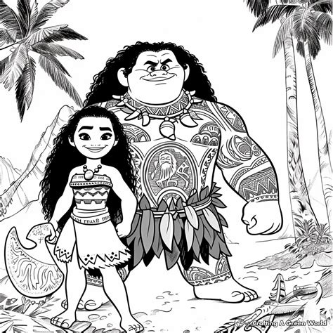 Coloring Maui Moana Mitraland Sketch Coloring Page