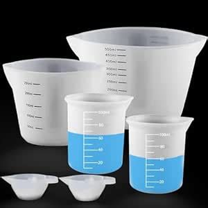 Buy XIMUHO Silicone Measuring Cups, 500ml & 250ml Large Reusable Resin ...