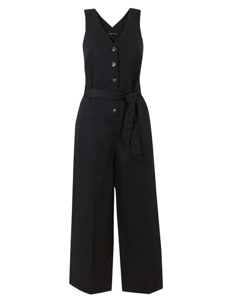 Buy Linen Rich Button Detailed Jumpsuit at Marks & Spencer