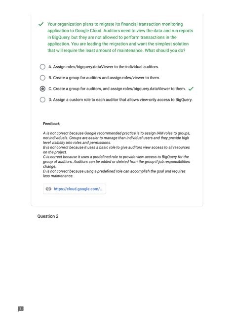 Associate Cloud Engineer Sample Questions - A. Assign roles/bigquery to ...