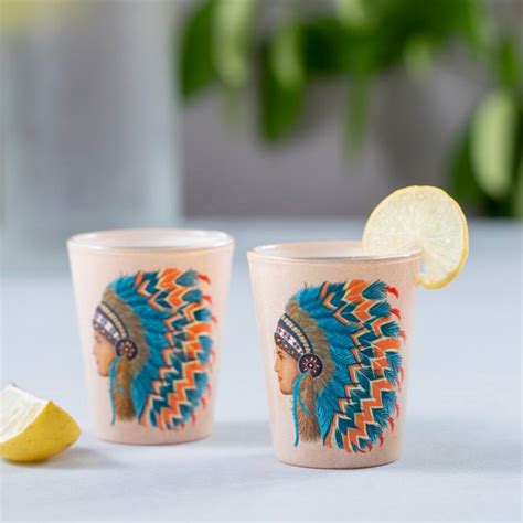Glass Shot Glasses - Red Indian Male