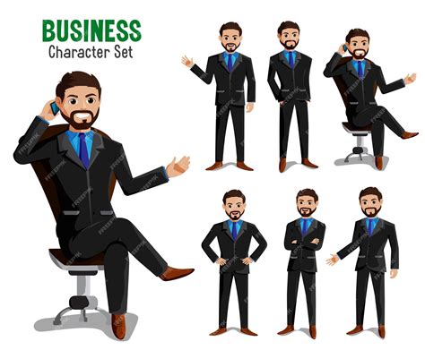 Premium Vector | Businessman vector character set business man ...