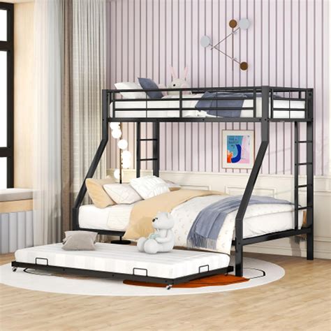 Tcewhhy bunk bed metal bed with pull-out bed for 3 people India | Ubuy