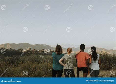 Friends Hiking through the Hills of Los Angeles Stock Image - Image of ...