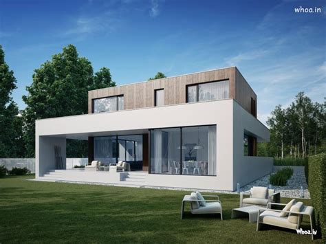Amazing Modern Exterior Design With Wooden Cube HD Wallpaper