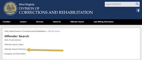 West Virginia Department of Corrections Inmate Search Instructions