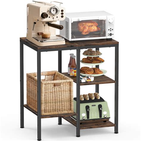 Buy Kitchen Bakers Rack, Microwave Stand with Storage, 4-Tier Kitchen ...