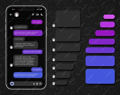 Messaging app screen with chat bubbles mobile text ui | Premium Vector