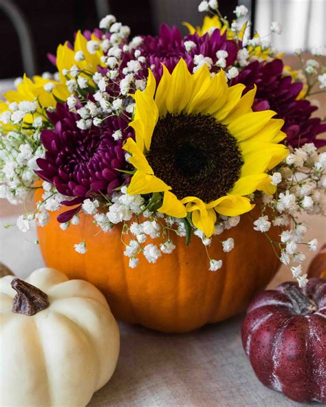 Fall Flowers And Pumpkins