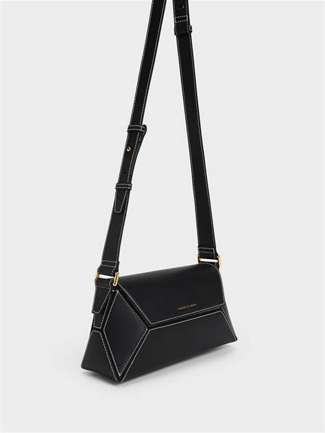 Nasrin Geometric Shoulder Bag - Black - CHARLES & KEITH IN