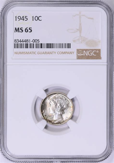 1945 Mercury Dime NGC MS-65 (Toned) (Item 1819434) | GreatCollections ...