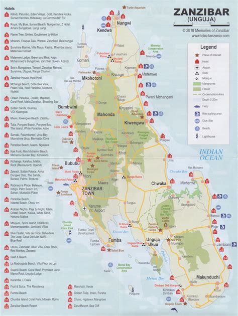 Top Tourist Attraction and Places Map of Zanzibar Tanzania – Tourist Places Guide