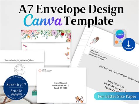 A7 Envelope Custom Design Canva Template | Editable & Printable | DIY ...