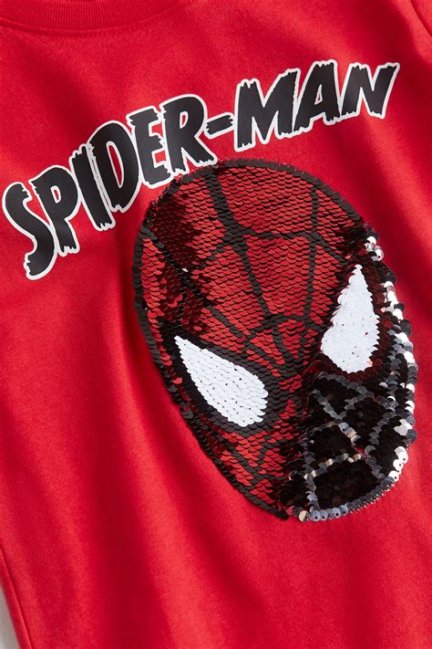 Flip-sequin T-shirt - Bright red/Spider-Man - Kids | H&M US