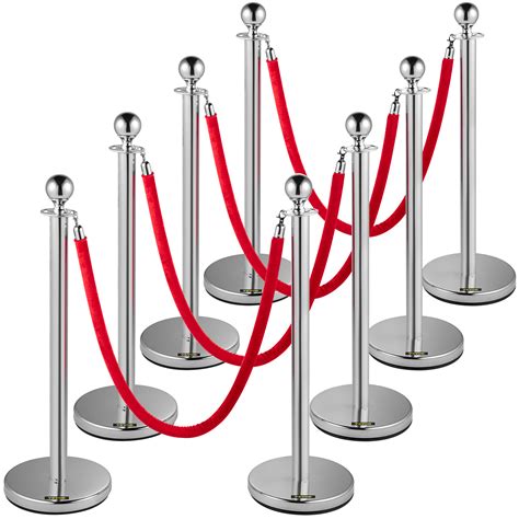 VEVOR Crowd Control Stanchion, Set of 8 Pieces Stanchion Set, Stanchion ...