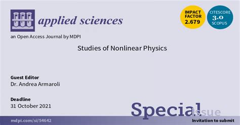 Applied Sciences | Special Issue : Studies of Nonlinear Physics