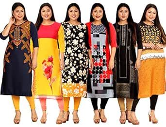 Pinkmint Plus Size Women's Multi Coloured Digital Print Crepe Kurtas ...