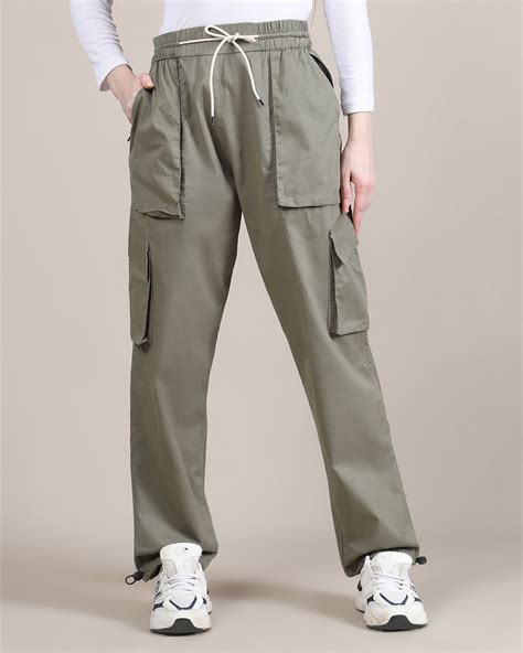 Buy Women's Olive Green Loose Comfort Fit Cargo Pants Online in India ...