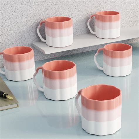 The Earth Store Tritone Light Pink Frontier Cup Set of 6 for Tea ...