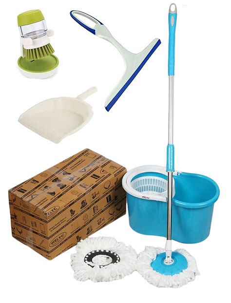 GTC® 360 Degree Spin PVC Mop with 1 Liquid Dispenser, Dustpan and Glass ...