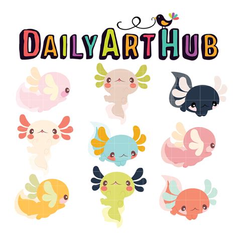 Cute Axolotl Clip Art Set – Daily Art Hub // Graphics, Alphabets & SVG