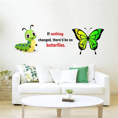Rawpockets Decals ' Butterfly Change Motivation Quotes' Large Size Wall ...