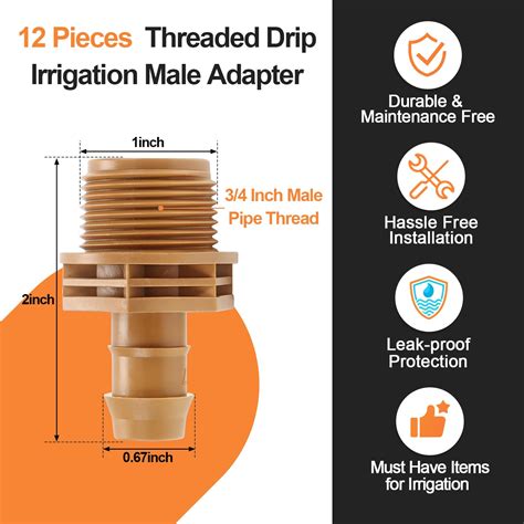Buy Copadri 12 Pieces 3/4 Inch PVC to 1/2 Inch Drip Irrigation Adapter ...