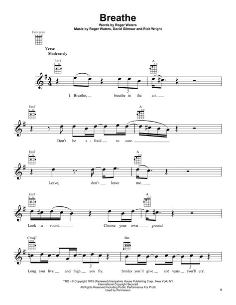 Breathe by Pink Floyd Sheet Music for Ukulele at Sheet Music Direct