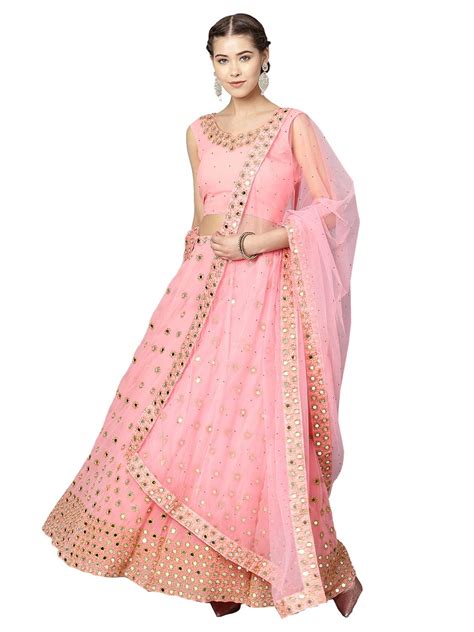 Buy Inddus Women's Georgette Semi-stitched Lehenga Choli (IND-AD-2006 ...
