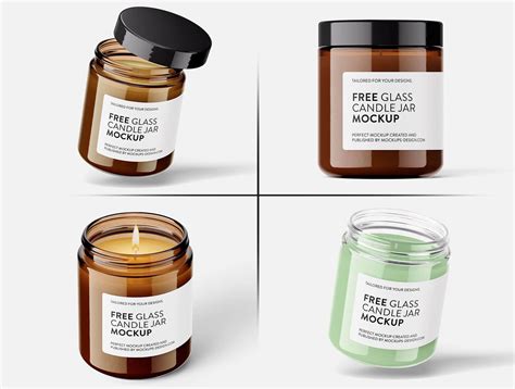 Free Clear Glass Scented Jar Candle Mockup PSD Set - Free Package Mockups