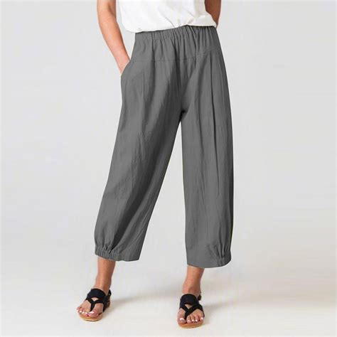 SELONE Linen Pants for Women Petite Plus Baggy Wide Leg Casual Straight ...