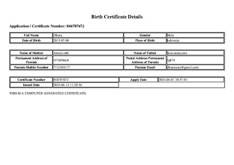 Birth-Certificate - Birth Certificate Details Application / Certificate ...