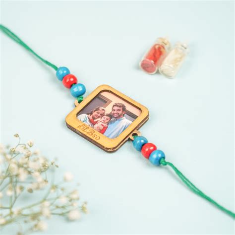 Buy Photo Personalized Printed My First MDF Wood Rakhi Online On Zwende