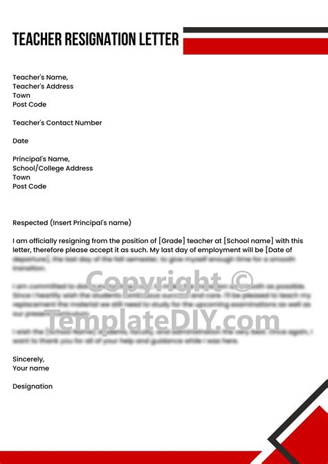 Teacher Resignation Letter Sample and Examples [Word]