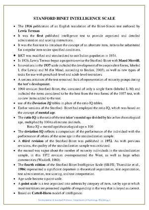 Reading-test - Psychological Assessment - A. TESTS OF INTELLIGENCE AND ...