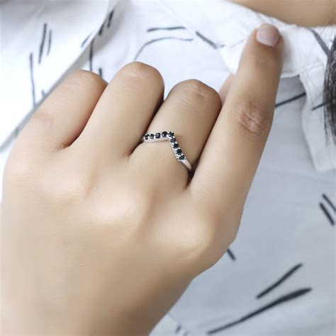 Black Onyx Chevron Ring | Silver Eternity in the USA