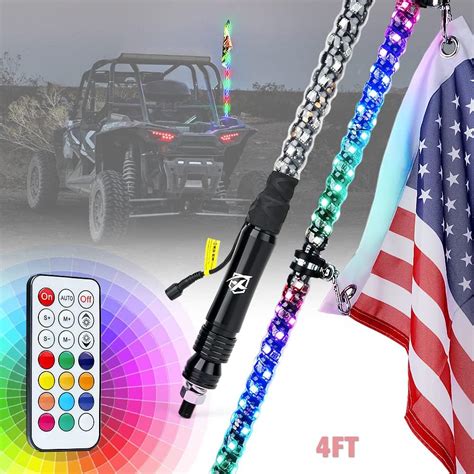 Buy Xprite 4FT Spiral RGB LED Whip Lights, 360° Waterproof Dancing Whip ...