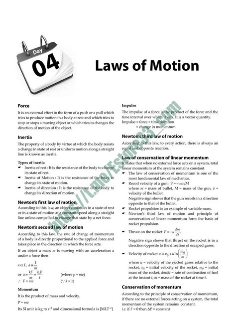 Laws of motion - Biology For Engineers - Studocu