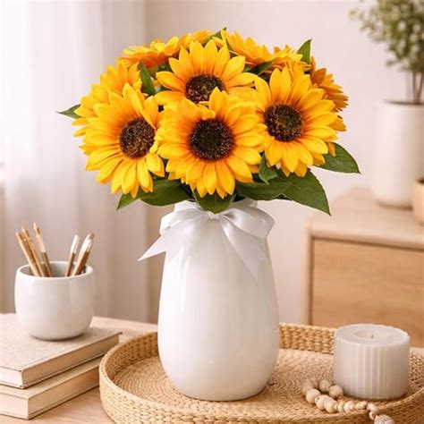 Buy SATYAM KRAFT 1 Bunch Artificial Sunflowers Stick Bunch | Realistic ...