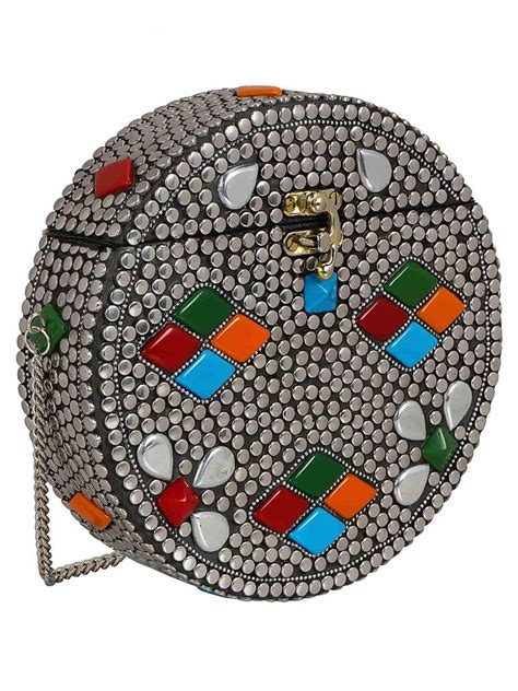 Anekaant Sliver & Multi Gala Mosaic Metal Clutch