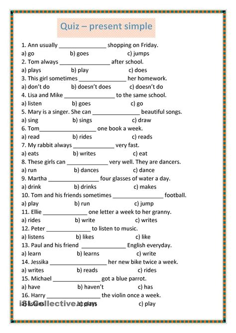 Image result for Present Simple Easy Exercises