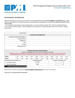 Fillable Online pmi-chicagoland BPMIb bChicagolandb Chapter Sponsorship ...