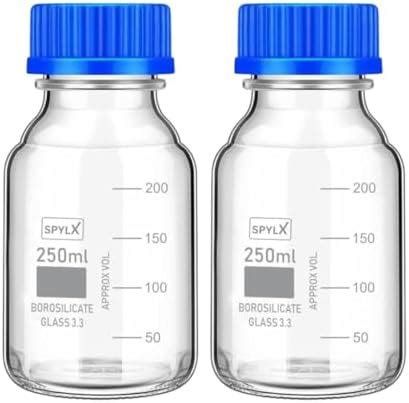 Bello Borosilicate Glass reagent bottle 250ml with leak proof Blue ...