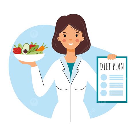 Flat Style Vector Character Of A Contented Doctor And Family Nutritionist Promoting Healthy ...