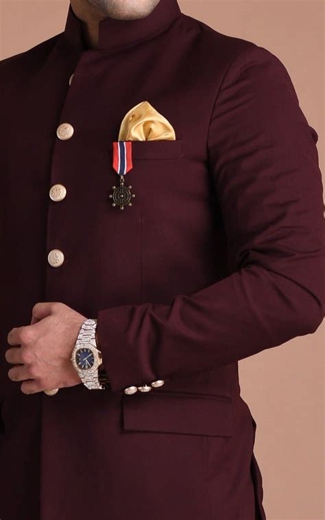 Wine Jodhpuri Bandhgala Designer Blazer with White Trouser – Rajanyas