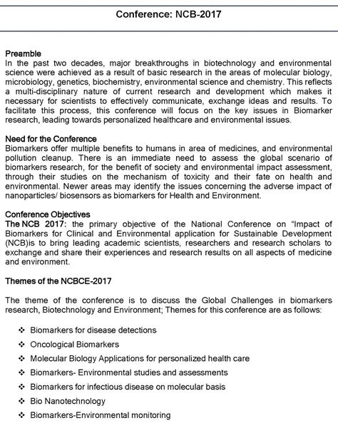 National Conference on Impact of Biomarkers for Clinical and ...