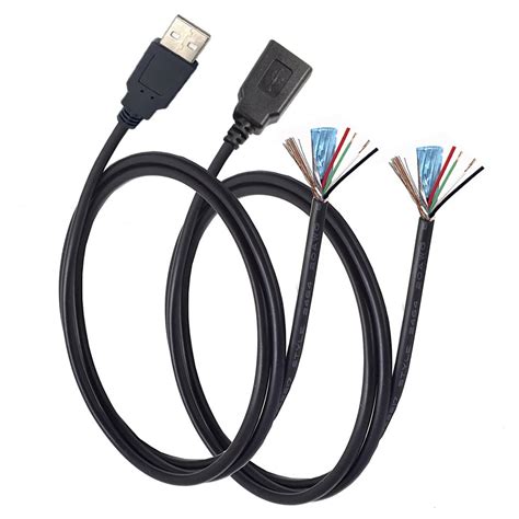 KSOPUERT 2 Pcs USB A Male & Female Plug Aluminum Foil Shielded Twisted ...