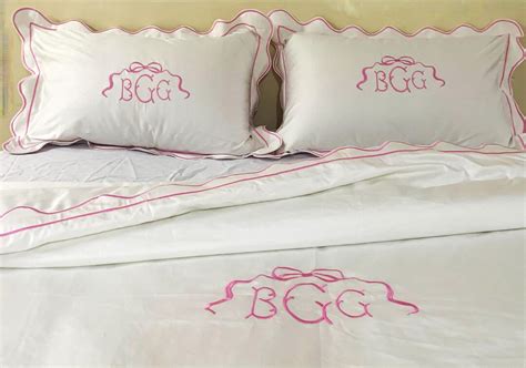 Buy Monogram 400 TC White Cotton Sateen Hotel Stitch Duvet Cover Set in ...