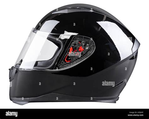 black motorcycle carbon integral crash helmet isolated on white ...