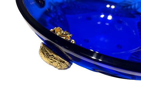 MARIO CIONI : Purpose Blue Gold Walnut Crystal Bowl | Spacio India